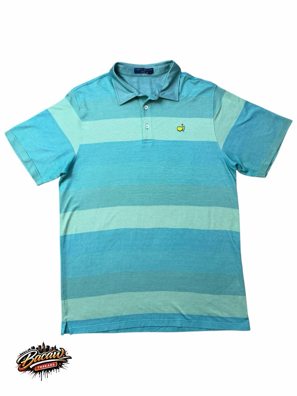 Masters Clubhouse Collection Striped Polo Shirt XL Green Short Sleeve Golf